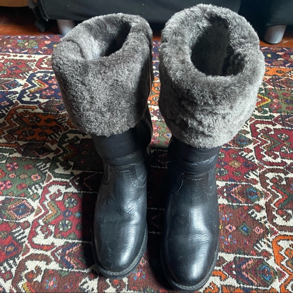Frye Black Leather Lined Winter Boots Sz:8 - Picture 1 of 6